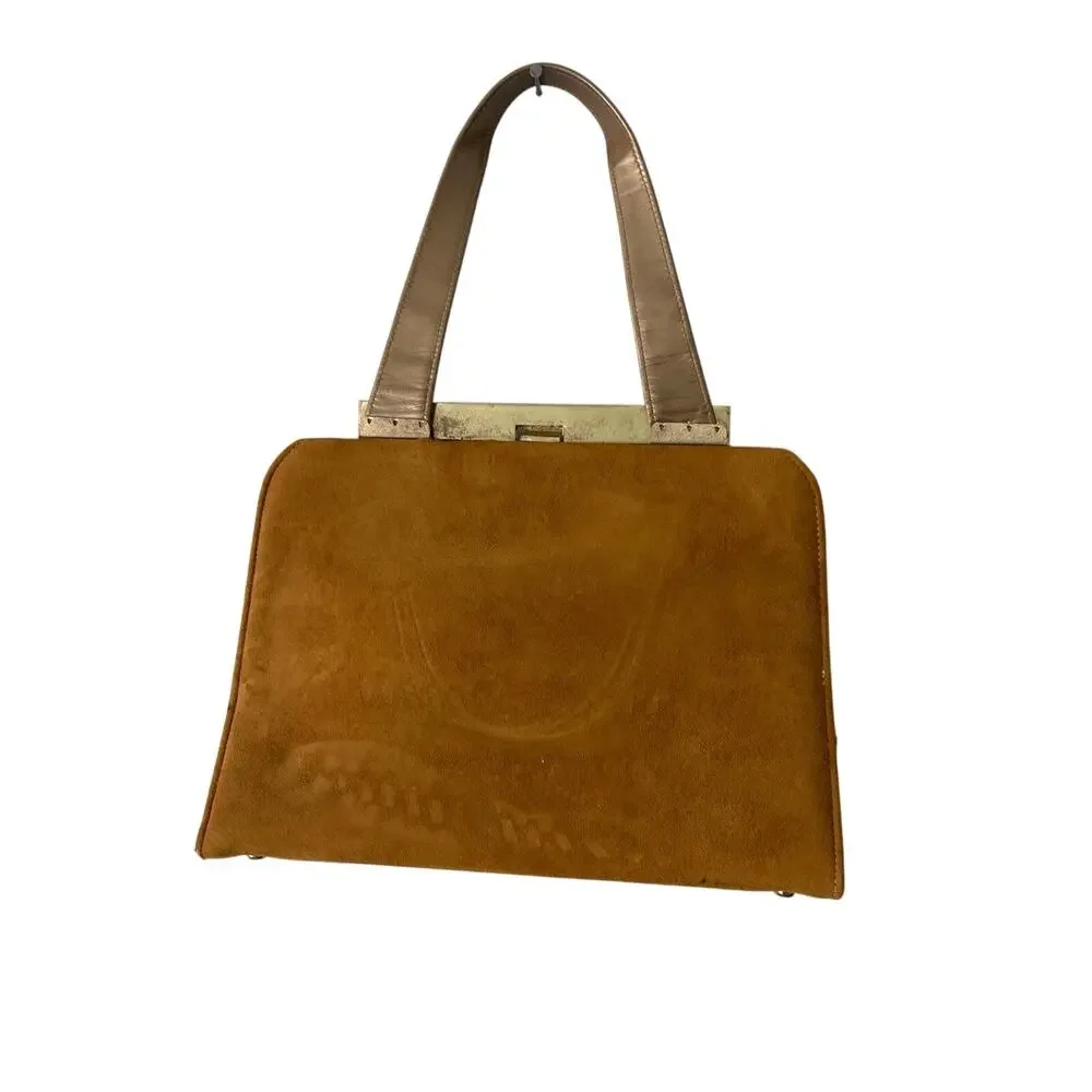 VTG Life Stride Tan Suede Bow Detail Purse
